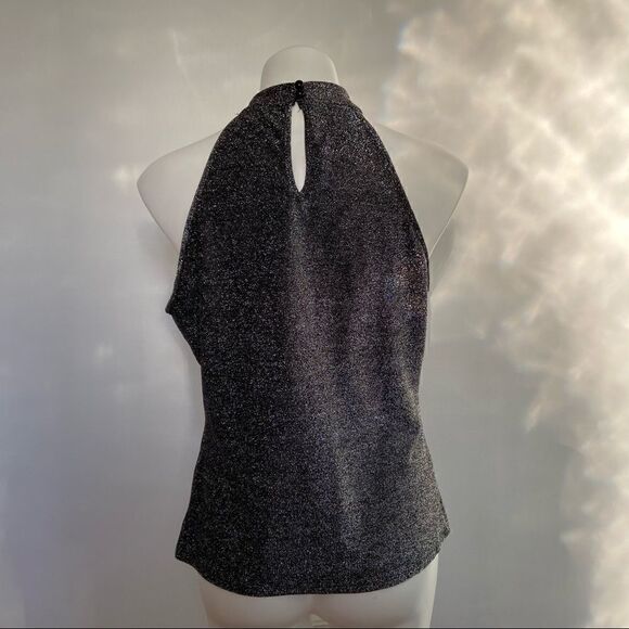 Shein Mesh Insert Glitter Halter top NYE Holiday - Picture 9 of 11